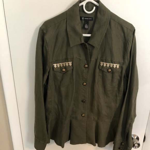 INC International Concepts Jackets & Blazers - International Concepts (INC)  Jacket - Olive Green 2XL